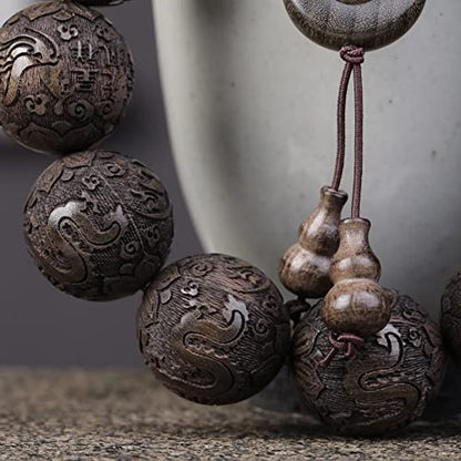 Zen Dear Unisex Burried Ebony Prayer Beads Buddha Buddhist Prayer Beads Meditation Mala Necklace Bracelet - style: Carving 20mm 12 Beads