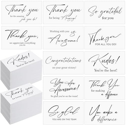 Yeaqee 240 Pcs Employee Appreciation Kudos Cards Funny Blank Back Motivational Card Encouragement Thank You Note Recognition Card for Teacher College Affirmation Gift(White) - style: White