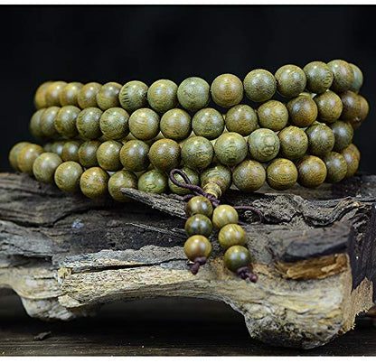 JAJAFOOK Mala Beads Bracelet 108 6/8/10/12mm Prayer Beads Tibetan Mala Bracelet Necklace Meditation Green Sandalwood Elastic - style: 12mm*108beads