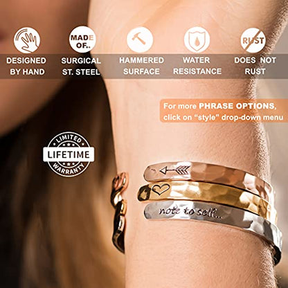 Carviell Bracelet - Gifts for Women – Inspirational, Friendship, Love, Mom, Daughter, Sister, Christian, Graduation, Memorial & Wedding Gifts – 100+ Phrases – Stainless Steel, Gift-Ready - style: CHRISTIAN GIFT - God is within her, she will not fall.