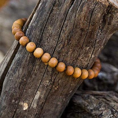 Sandalwood Bracelet for Women Men Buddhist Prayer Strand Chandan Bracelet Handmade Stretchable Elastic Sandalwood Beaded Wristbands for Yoga Meditation - style: 6mm Beads