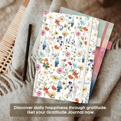 Gratitude Journal for Women – Undated Daily Mindfulness & Manifestation Journal with Prompts for Cultivate Affirmations, Positivity, Self-Care & Happiness - Wildflowers