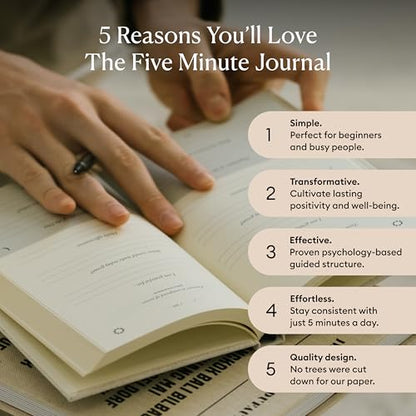 Intelligent Change: The Five Minute Journal - Daily Gratitude Journal for Happiness, Mindfulness, and Reflection - Undated Life Planner - color: Blush Pink