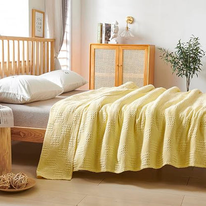 LGYKUMEG 100% Cotton Knitted Throw Blanket 40×60 inch,Lightweight Washed Cotton Blanket - Cotton Breathable All-Season Knit Throw Blankets for Bed and Couch.