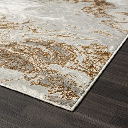 LUXE WEAVERS Marble Swirl Abstract Area Rug, Gray 2x7 - color: Grey, size: 2' x 7' (Rectangular)