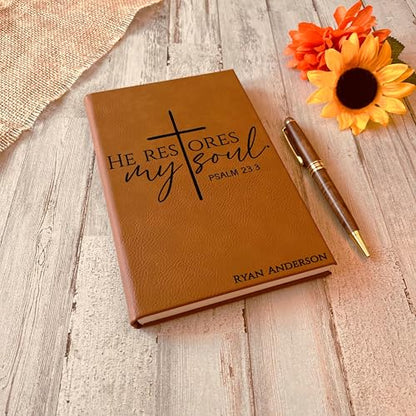 Personalized Christian Prayer Journal for Men & Women, Custom Engraved Name, Daily Devotional, Scripture Writing, Gratitude and Faith Gift