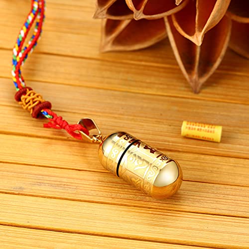 Men's Stainless Steel Open Lucky Buddha Mantra Pendant Necklace Bottle Container Memorial with Braided Rope - color: New Style, Mantra - Gold