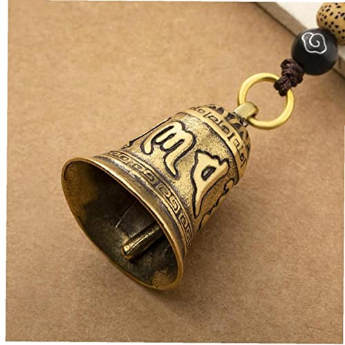 Vintage Brass Bell Six-Word Bell Keychains Tibetan Buddhist Meditation Bell Lanyard Car Hanging Pendants Accessories
