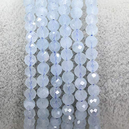 Keleny Gem Semi Precious Gemstones 4mm Round Beads Crystal Stretch Bracelet 7 Inch Unisex - color: Faceted A Grade Aquamarine