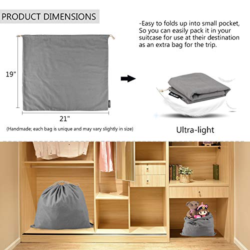 PlasMaller Dust Cover Storage Bags Purified 100% Cotton Flannel with Drawstring Pouch For Handbags Purses Pocketbooks Shoes Boots Set of 3 (Grey) - color: Grey