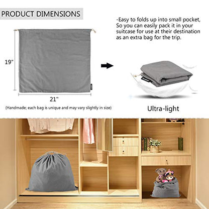 PlasMaller Dust Cover Storage Bags Purified 100% Cotton Flannel with Drawstring Pouch For Handbags Purses Pocketbooks Shoes Boots Set of 3 (Grey) - color: Grey