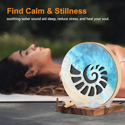 Premium Woode Ocean Drum 10 inch with Realistic Sea Wave & Stream Water Sounds, Sound Healing Instrument for Yoga Meditation Relaxation, Mindfulness, Sound Bath Therapy - size: 10 inch