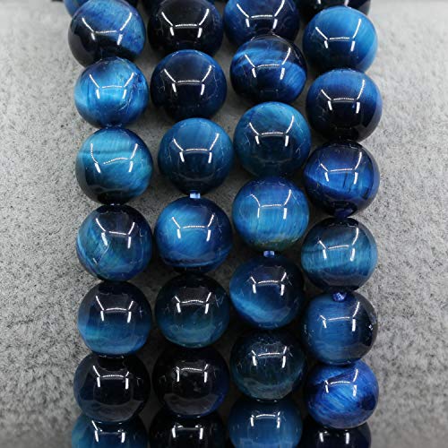 Keleny Gem Semi Precious Gemstones 8mm Natural Stone Round Beads Rock Crystal Jasper Stretch Bracelet 7 Inch Unisex - color: Dyed Sky Blue Tiger Eye 3#
