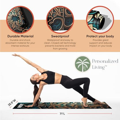 Custom Yoga Mat | Ships Next Day | Customize | Workout Mat for Men and Women | Non Slip Rubber Exercise Mat | 4mm Thick Gym Mat for Meditation, Pilates, Yoga, Gym - color: Buddhist/Mandala