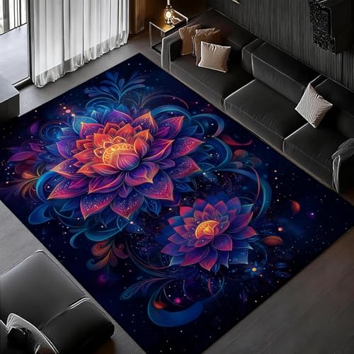 Lotus Mandala Rug, Chakra Meditation Area Rug, Vintage Florals Rugs, Yoga Meditation Rugs, Spiritual Carpet for Living Room, Bedroom, Kitchen, Yoga Room (8' x 10' (Rectangular)) - size: 8' x 10' (Rectangular)