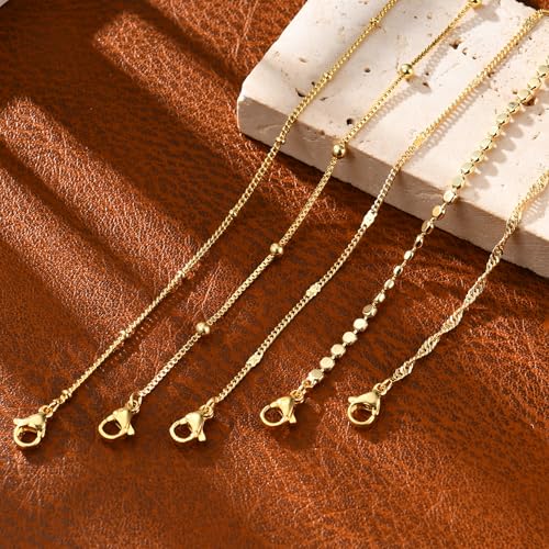 Gold Bracelets for Women, 14K Gold Plated Stackable Bracelet Stack Set Adjustable Charm Paperclip Chain Snake Link Layered Waterproof Jewelry Sets Gifts - style: Bracelets Set /3