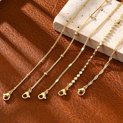 Gold Bracelets for Women, 14K Gold Plated Stackable Bracelet Stack Set Adjustable Charm Paperclip Chain Snake Link Layered Waterproof Jewelry Sets Gifts - style: Bracelets Set /3