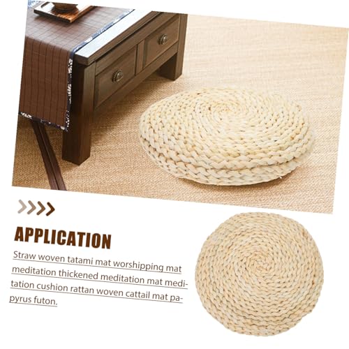 Round Corn Bran Yoga Mat Thickened Meditation Cushion Woven for Meditation Decor