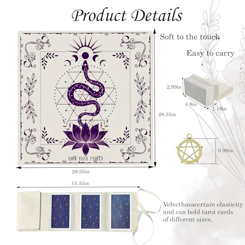 Knana Tarot Altar Cloth Silk Mat for Reading - Witchcraft Accessories with Tarot Card Bag (Purple Snake) - color: Purple Snake