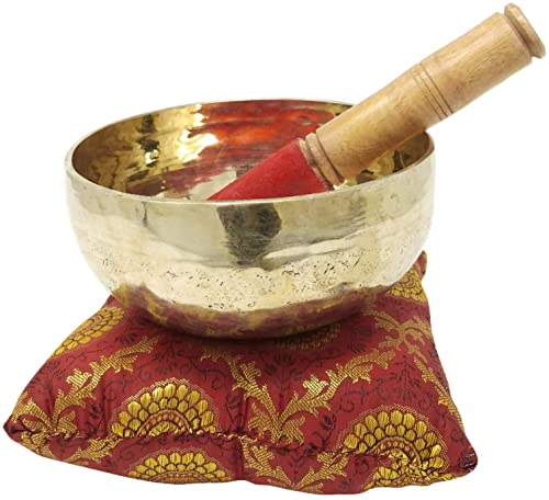Root and Om Chakra C Note Auntic Hand Hammered Tibetan Meditation Singing Bowl 4.5" Inches - Yoga Old Bowl By