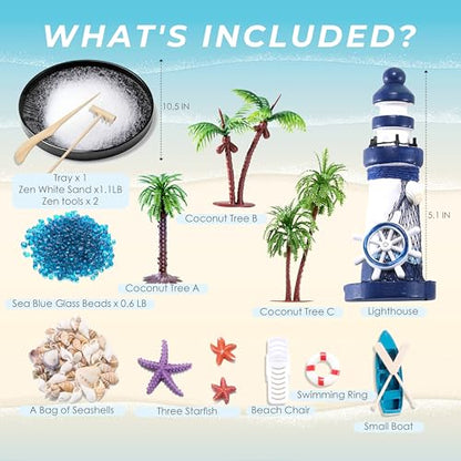 Cularve Zen Garden for Desk, Holiday Island Theme Sand Box Kit, Garden Meditation, Stress Relief Gifts, Home Office Desk Decoration.