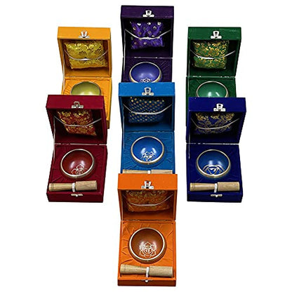 Chakra Singing Bowls Set Cuencos Tibetanos With Cushion Mallet Tulsi Beads Mala Tibetan Prayer Flag For Meditation Mindfulness - Style2 Size Small - color: Style#2 Small