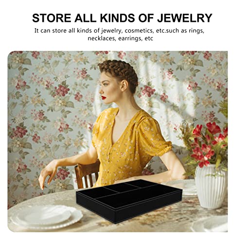 Cabilock Desktop Storage Box 12X7.87X1.69In with Separate Tray Jewelry Organizer Sundry Holder for Keys Accessories and Small Items