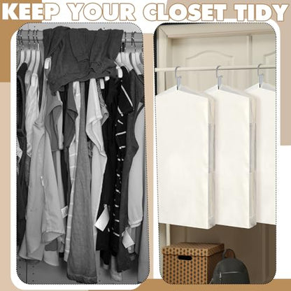 Aliceset 3 Pack Cotton Garment Storage Bag for Hanging Clothes 24 x 32 Inch Breathable Garment Cover Canvas Suit Bags for Closet Storage Short Dresses Suits Gowns - size: 24 x 32 Inch