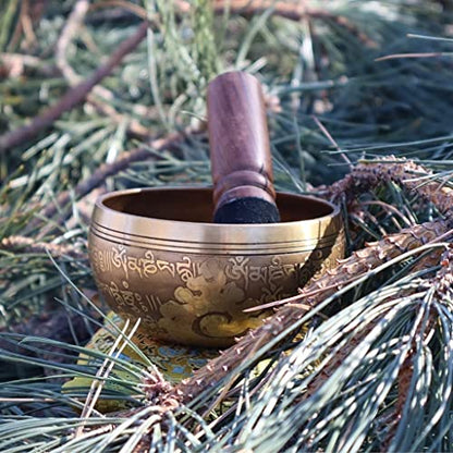 Singing Bowls Singing Bowl Set, Easy to Play, Wooden Knocker for Meditation, Voice Yoga Prayer (Color : Brass, Size : 10.5cm)