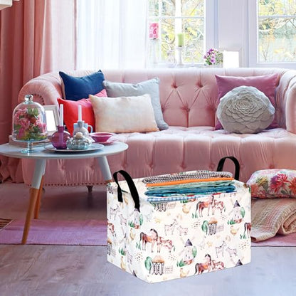 Storage Basket Home Shelf Basket Organizer Box Clothes Laundry Hamper Nursery Bin Gift Laundry Basket with Handles Rectangle Farm Pattern for Home - color: Windmill Animal