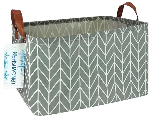 Rectangular Storage Bin Collapse Canvas Fabric Cartoon Storage Basket with Handles for Organizing Home Kitchen Boys and Girls Toys Office Closet Shelf Baskets (Rec Grey Point) - color: REC Grey Point