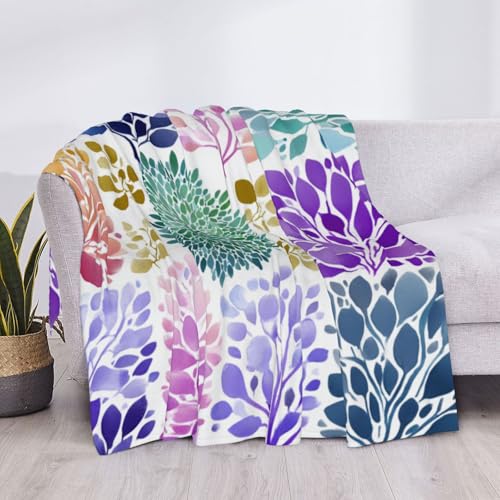 Abstract Floral Composition Fleece Blanket, Artistic Purples Flower, Lightweight Blankets for Meditation Spaces,for All Seasons,Very Suitable for Keeping Warm in Winter and Autumn 80"X60" - size: 80”X60”