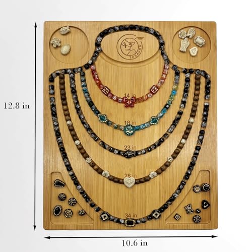 NOAVAOL Bamboo Bead Board for Jewelry Making, Combi Beading Tray Design Mat for Necklaces, DIY Small Jewelry Design Board