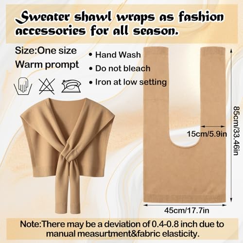 Janmercy 3 Pack Sweater Shawl Wraps for Women Knitted Striped Casual Shawls Knotted Scarves Bulk Cape Shoulder Fashion Wrap - color: Black White Camel