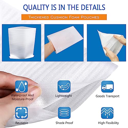 100 Pack Foam Pouches, Cushion Foam Pouch for Moving and Storing, 6"x 8" Foam Wrap Pouches Protect Fragile Items, Protect mug, Glasses, China, and Dishes, Packing supplies - size: 6"X 8" 100PCS