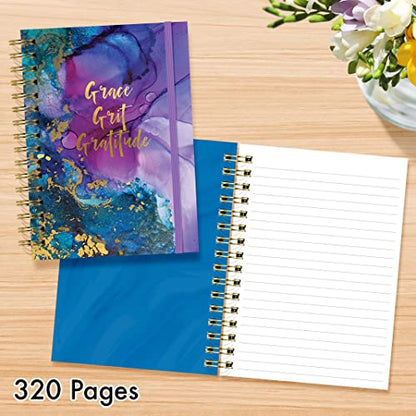 Designer Greetings, Designer Papers Flex Cover Journal with Elastic Band, “Grace, Grit, Gratitude” Purple and Blue Marble - 320 Pages (6” x 8.25”) - Perfect for Work, School, Creative Writing, - style: “Grace, Grit, Gratitude” Marble