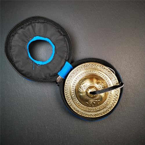 Tibetan Tingsha Bell Set - Tibetan Cymbals - for Sound Healing, Yoga, Meditation, and Mindfulness,Handmade in Nepal,Made of Bronze,Om Mantra Pattern,9cm/3.5 inch - color: 13-Bronze-Om-9cm