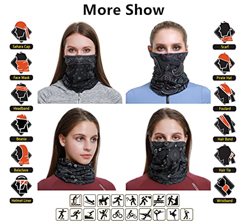 Headband Neck Gaiter Head Wrap Headwear Face Mask Magic Scarf Bandana for Men and Women - color: 9pc.black Series.1