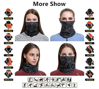 Headband Neck Gaiter Head Wrap Headwear Face Mask Magic Scarf Bandana for Men and Women - color: 9pc.black Series.1