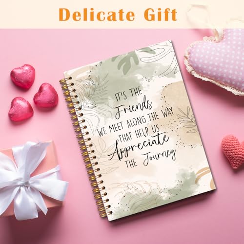 JINYO Boho Friend Gifts Notebook, Gifts for Best Friend Journal, Friendship Gift Journal, It's the Friends We Meet Along the Way That Help Us Appreciate the Journey Spiral Notebooks 5.5x8.3 Inch - color: white Boho Friend Notebook