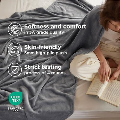 Bedsure GentleSoft Fleece Blanket Twin Size Grey - 300GSM Lightweight Plush Fuzzy Cozy Soft Warm Blanket for Bed, Sofa, Couch, Travel, Camping, 60x80 inches - color: Grey, size: Twin (60" X 80")