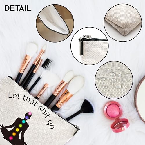 Funny Makeup Bag Gift, Let That Shit Go, Yoga Toiletry Bag For Women, Meditation Birthday Gift, Motivational Travel Bag, Women Accessories - (A009)
