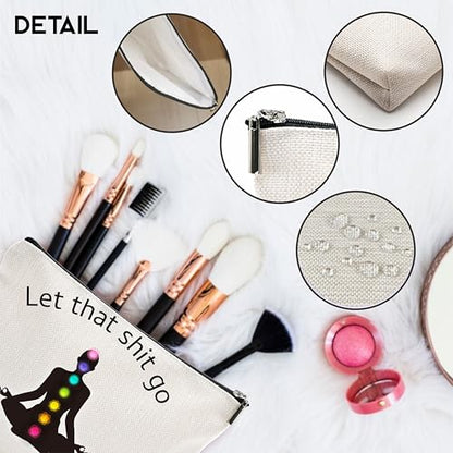 Funny Makeup Bag Gift, Let That Shit Go, Yoga Toiletry Bag For Women, Meditation Birthday Gift, Motivational Travel Bag, Women Accessories - (A009)