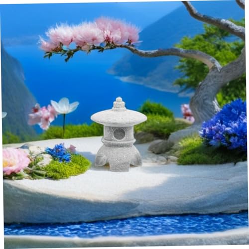 DECHOUS Sandstone Lantern Japanese Sculpture for Zen Garden Decor for Home Aquarium Landscaping and Serene Asian Ornament Tranquil Atmosphere