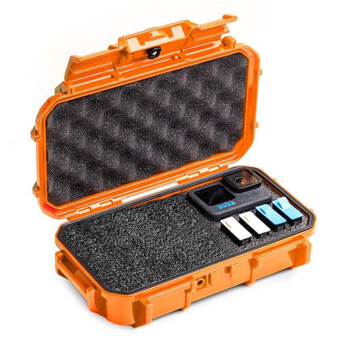 Evergreen Dry Box Tech Organizer – For Camera, Cables, Hard Drives, Memory Cards, Keys, Compatible with GoPro, Airtags (Medium, PROFoam, Orange) - color: Orange, size: Medium, style: Profoam