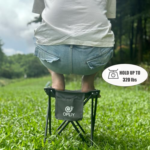 Opliy Camping Stool, Folding Small Chair Portable Camp Stool for Camping Fishing Hiking Gardening and Beach, Camping Seat with Carry Bag (Gray) - color: Grey