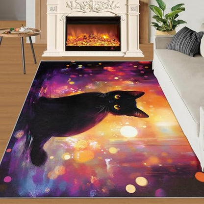 Cat Rug - 4x5 Rug, Fun Cats Rugs for Living Room Bedroom, Animal Washable Rugs, Non Slip Classroom Carpet, Soft & Low-Pile - color: Cat#91, size: 4' x5' (Rectangular)