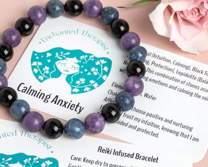 Calming Anxiety Bracelet, Reiki Infused, Energy Bracelet, Reiki Gift, Reiki jewelry, Gemstone bracelets, Crystal bracelets