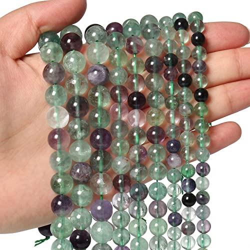 35pcs 10mm Natural Stone Beads Fluorite Beads Crystal Gemstone for Jewelry Making, DIY Bracelet Necklace - color: Fluorite, size: 10mm