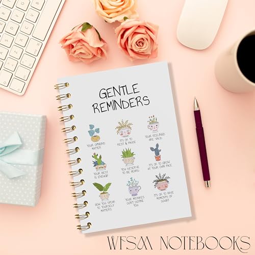 WFSM Daily Affirmations Notebook - Inspirational Journal, Mental Health Notebook, Positive Gifts Hardcover Spiral Notebook, Inspiring Quotes Journal for Women, 5.5x8.3 Inches